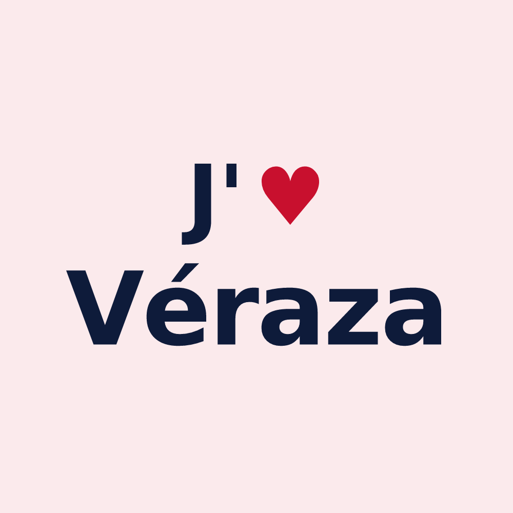 Magnet personnalisé Véraza — design « J'aime Véraza » imprimé sur le magnet
