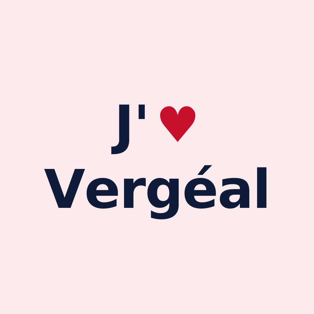 Magnet personnalisé Vergéal — design « J'aime Vergéal » imprimé sur le magnet