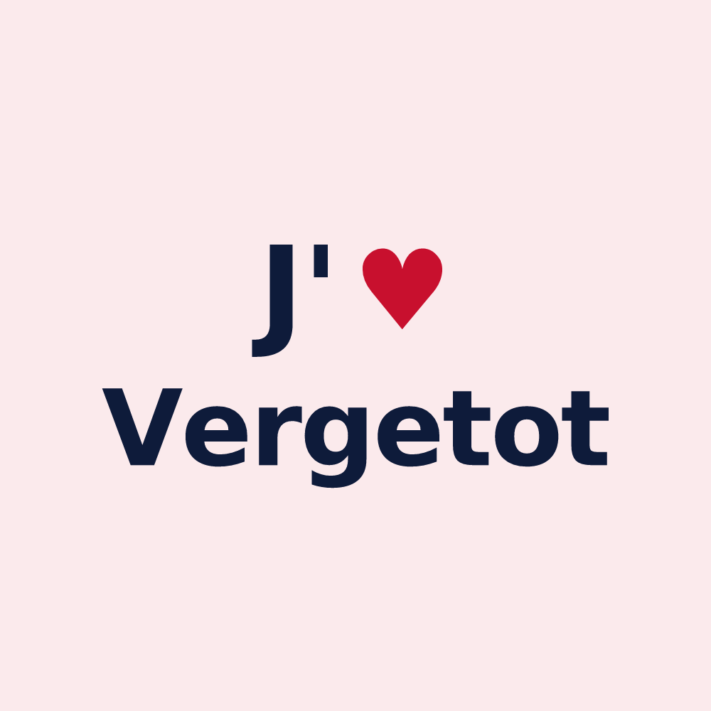 Magnet personnalisé Vergetot — design « J'aime Vergetot » imprimé sur le magnet