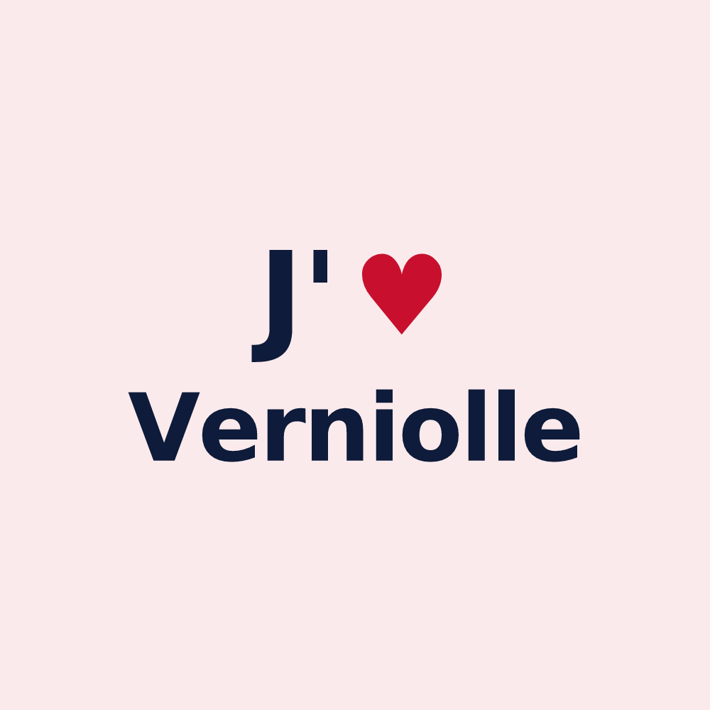 Magnet personnalisé Verniolle — design « J'aime Verniolle » imprimé sur le magnet