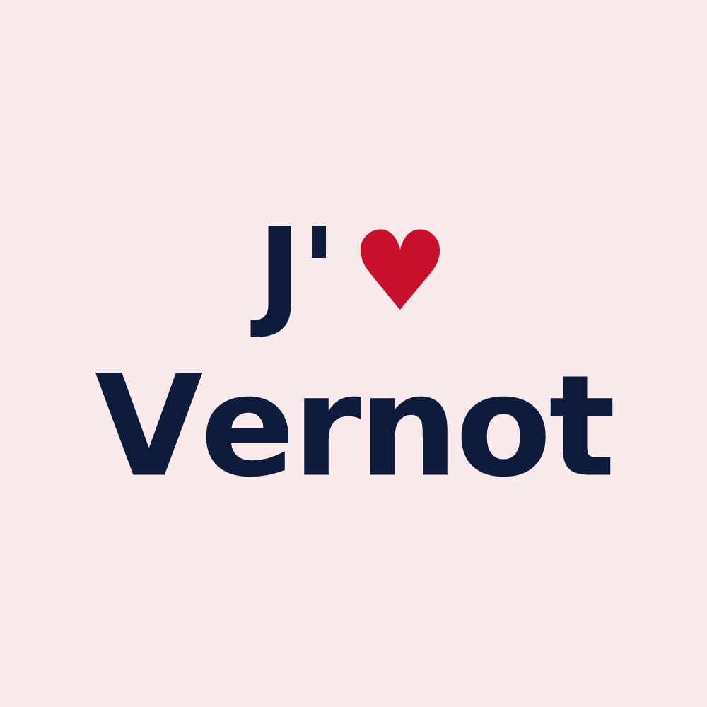 Magnet personnalisé Vernot — design « J'aime Vernot » imprimé sur le magnet