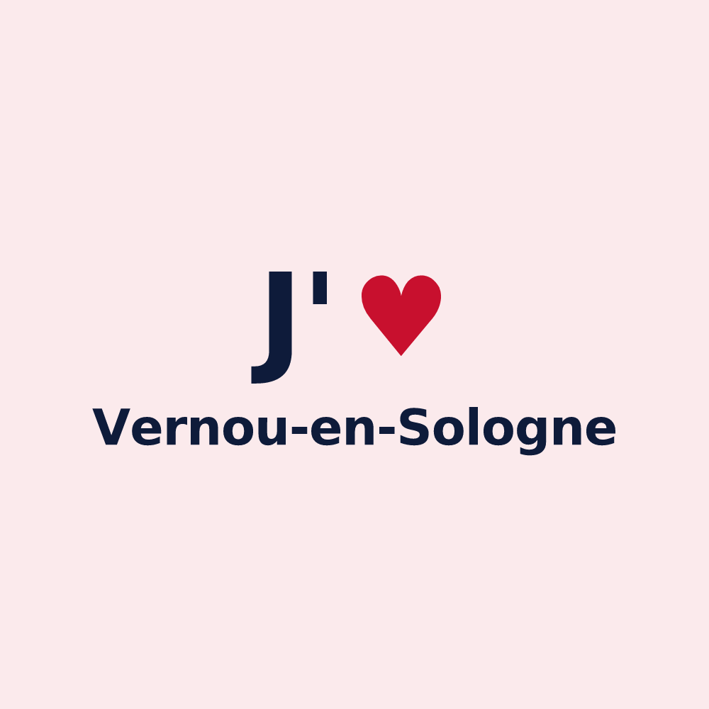 Magnet personnalisé Vernou-en-Sologne — design J'aime Vernou-en-Sologne