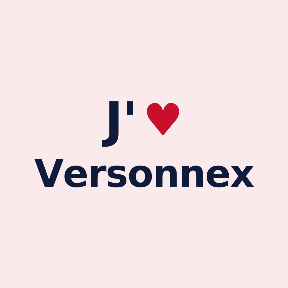 Magnet personnalisé Versonnex — design « J'aime Versonnex » imprimé sur le magnet