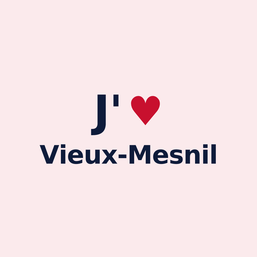 Magnet personnalisé Vieux-Mesnil — design « J'aime Vieux-Mesnil » imprimé sur le magnet