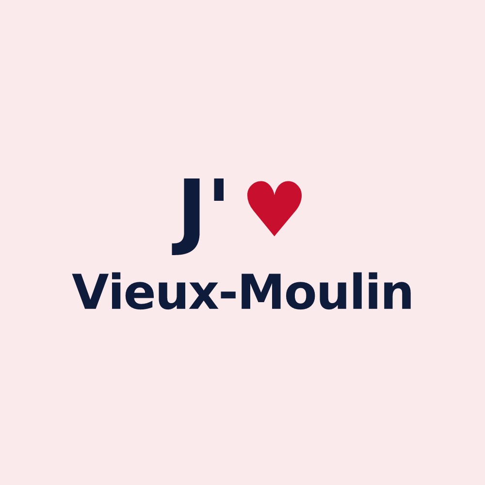 Magnet personnalisé Vieux-Moulin — design J'aime Vieux-Moulin