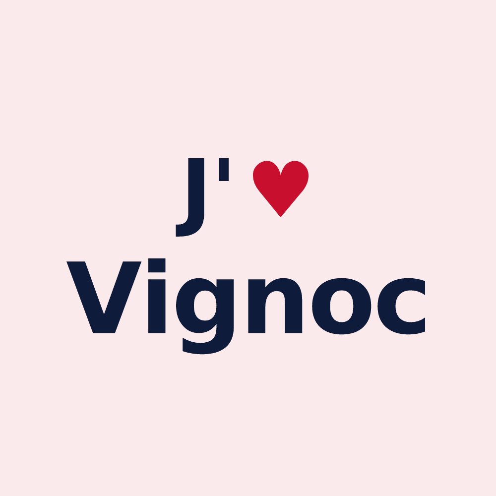 Magnet personnalisé Vignoc — design « J'aime Vignoc » imprimé sur le magnet