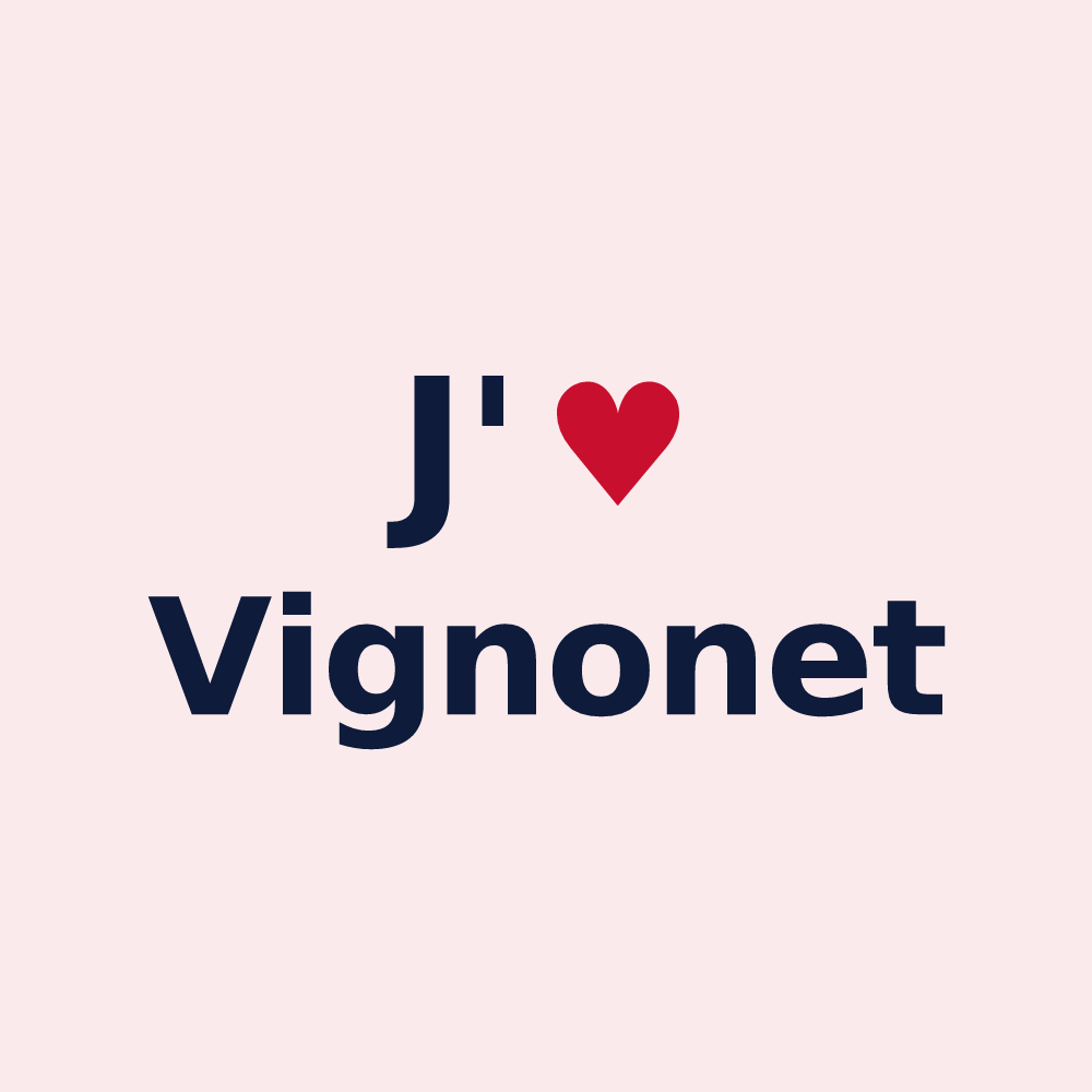 Magnet personnalisé Vignonet — design J'aime Vignonet