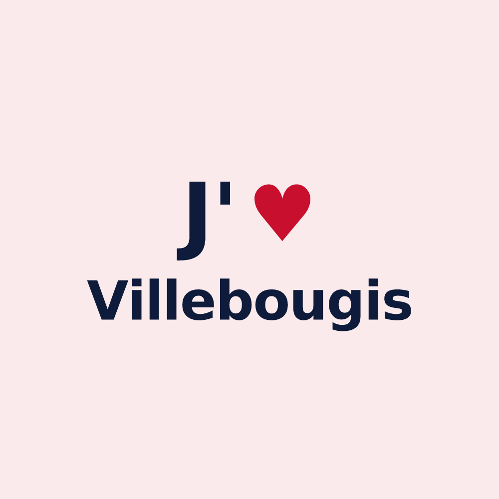 Magnet personnalisé Villebougis — design J'aime Villebougis