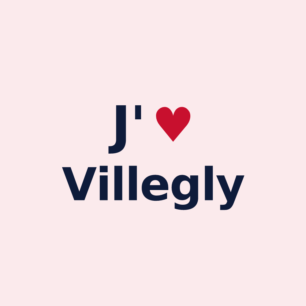 Magnet personnalisé Villegly — design J'aime Villegly