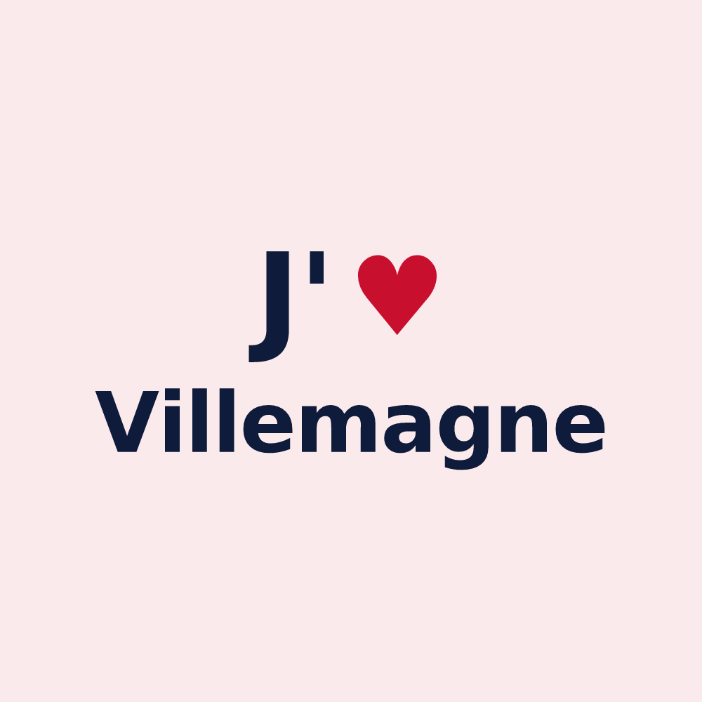 Magnet personnalisé Villemagne — design J'aime Villemagne