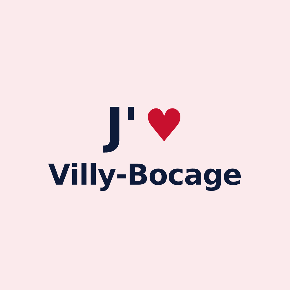Magnet personnalisé Villy-Bocage — design J'aime Villy-Bocage