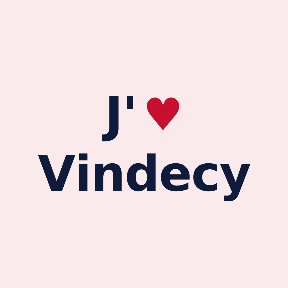 Magnet personnalisé Vindecy — design « J'aime Vindecy » imprimé sur le magnet