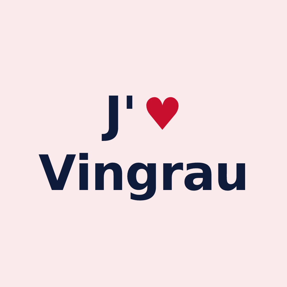 Magnet personnalisé Vingrau — design « J'aime Vingrau » imprimé sur le magnet