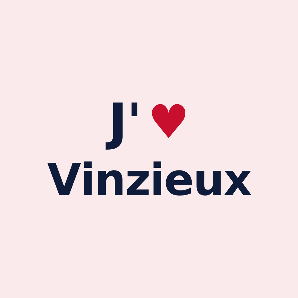 Magnet personnalisé Vinzieux — design J'aime Vinzieux