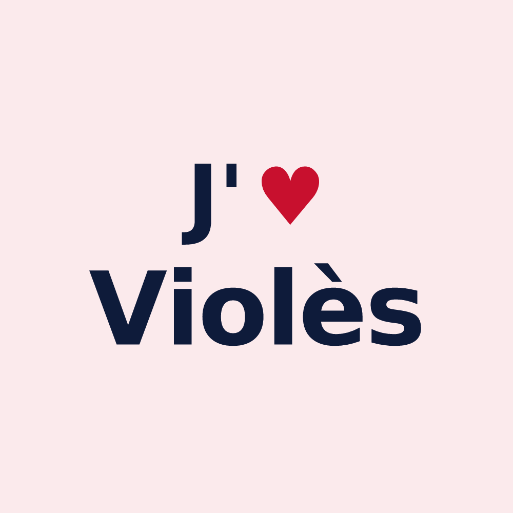 Magnet personnalisé Violès — design « J'aime Violès » imprimé sur le magnet