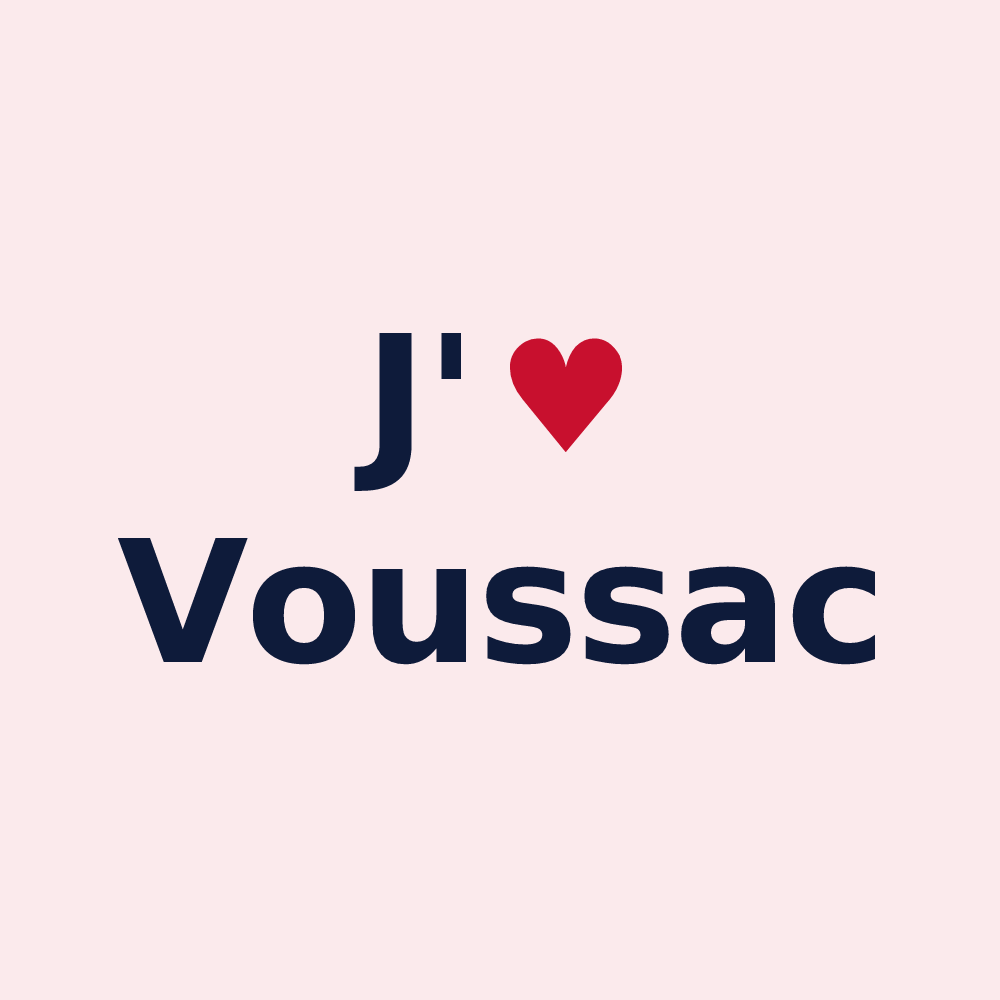 Magnet personnalisé Voussac — design J'aime Voussac