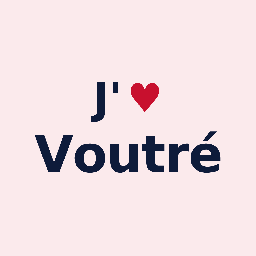 Magnet personnalisé Voutré — design « J'aime Voutré » imprimé sur le magnet