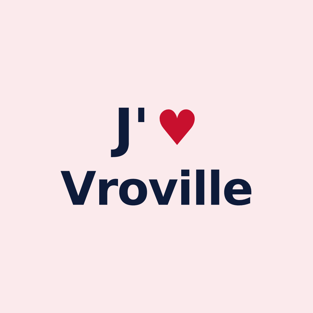 Magnet personnalisé Vroville — design « J'aime Vroville » imprimé sur le magnet