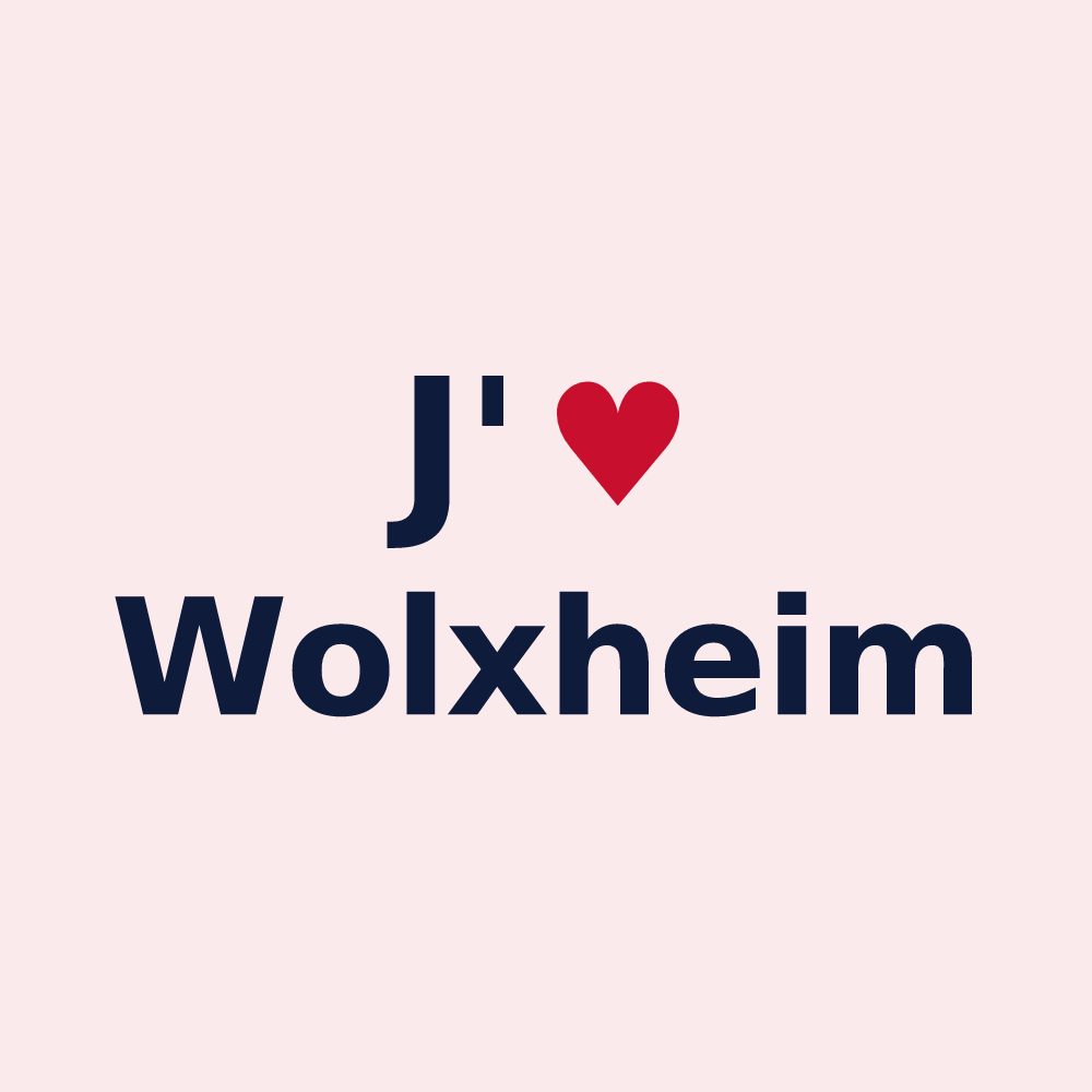 Magnet personnalisé Wolxheim — design « J'aime Wolxheim » imprimé sur le magnet