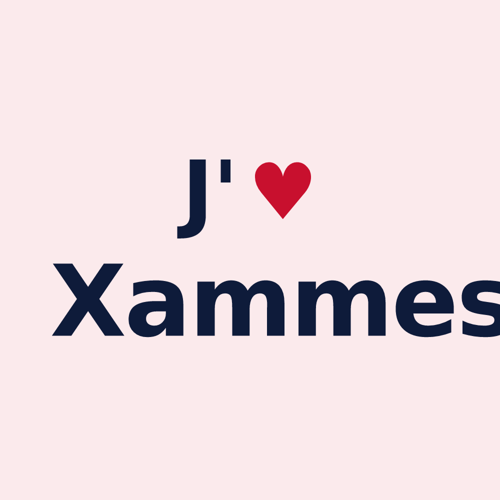 Magnet personnalisé Xammes — design « J'aime Xammes » imprimé sur le magnet