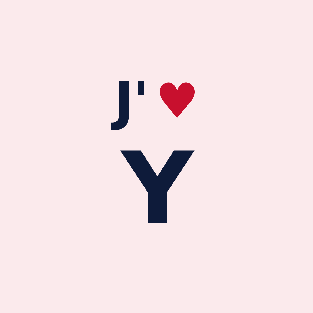 Magnet personnalisé Y — design « J'aime Y » imprimé sur le magnet