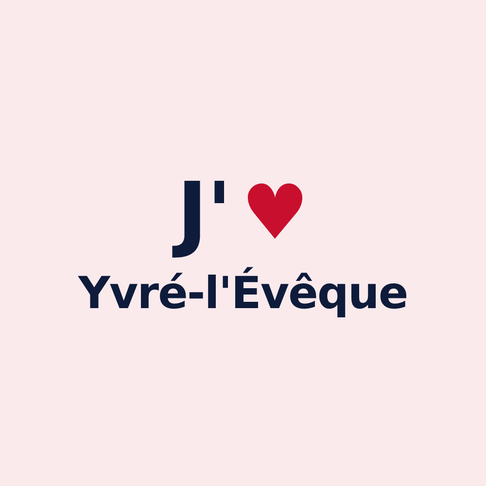 Magnet personnalisé Yvré-l'Évêque — design J'aime Yvré-l'Évêque