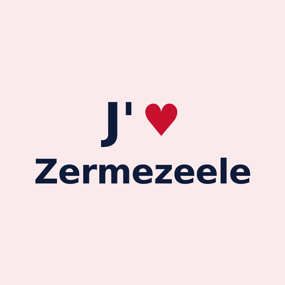 Magnet personnalisé Zermezeele — design « J'aime Zermezeele » imprimé sur le magnet