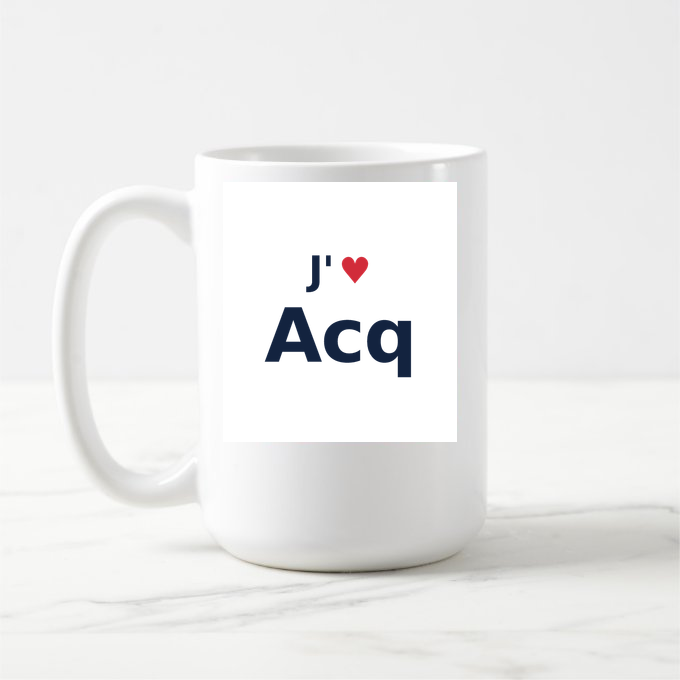 Mug personnalisé Acq — design « J'aime Acq » imprimé sur le mug