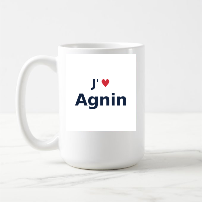 Mug personnalisé Agnin — design J'aime Agnin