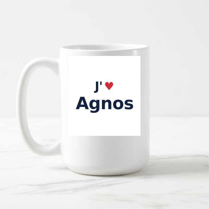 Mug personnalisé Agnos — design J'aime Agnos