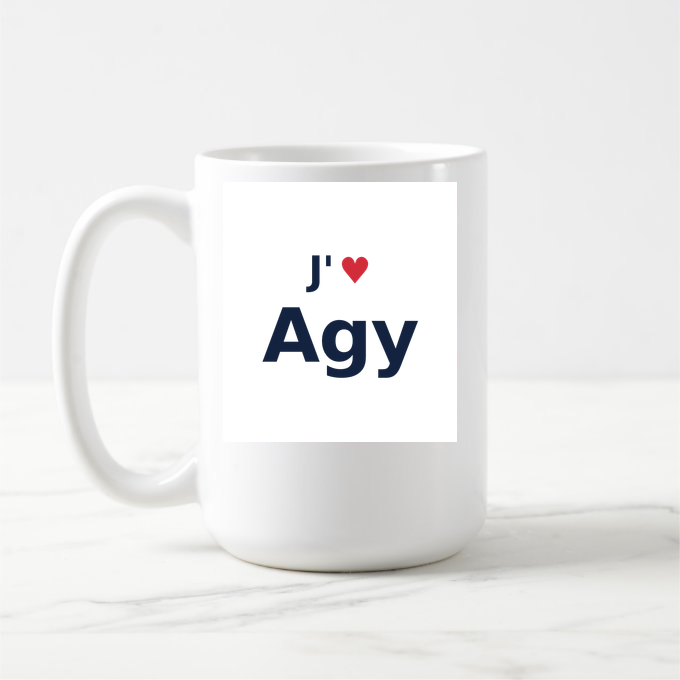 Mug personnalisé Agy — design J'aime Agy