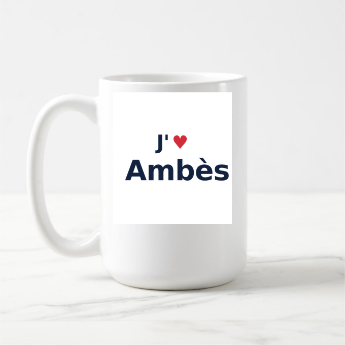 Mug personnalisé Ambès — design « J'aime Ambès » imprimé sur le mug
