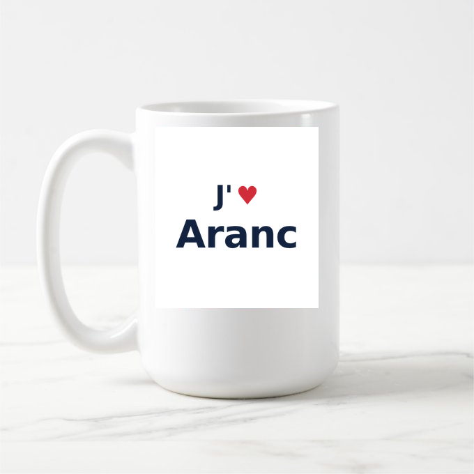 Mug personnalisé Aranc — design « J'aime Aranc » imprimé sur le mug