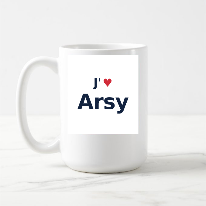 Mug personnalisé Arsy — design J'aime Arsy