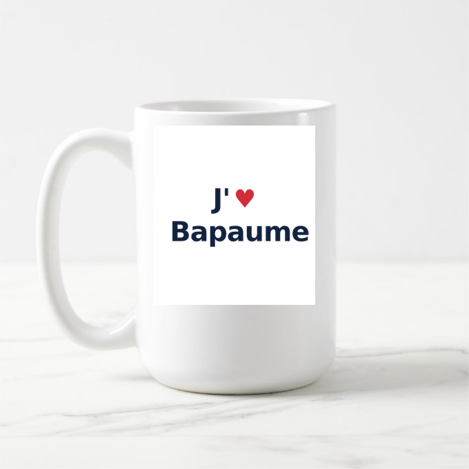 Mug personnalisé Bapaume — design « J'aime Bapaume » imprimé sur le mug