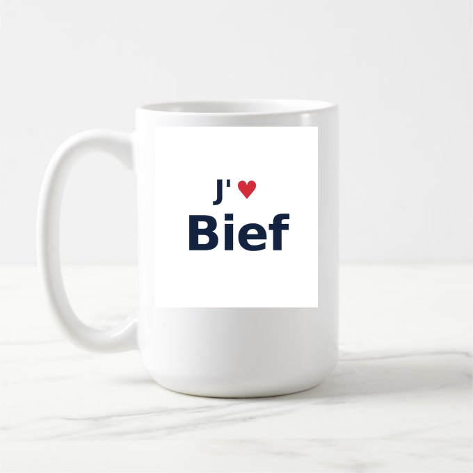 Mug personnalisé Bief — design « J'aime Bief » imprimé sur le mug