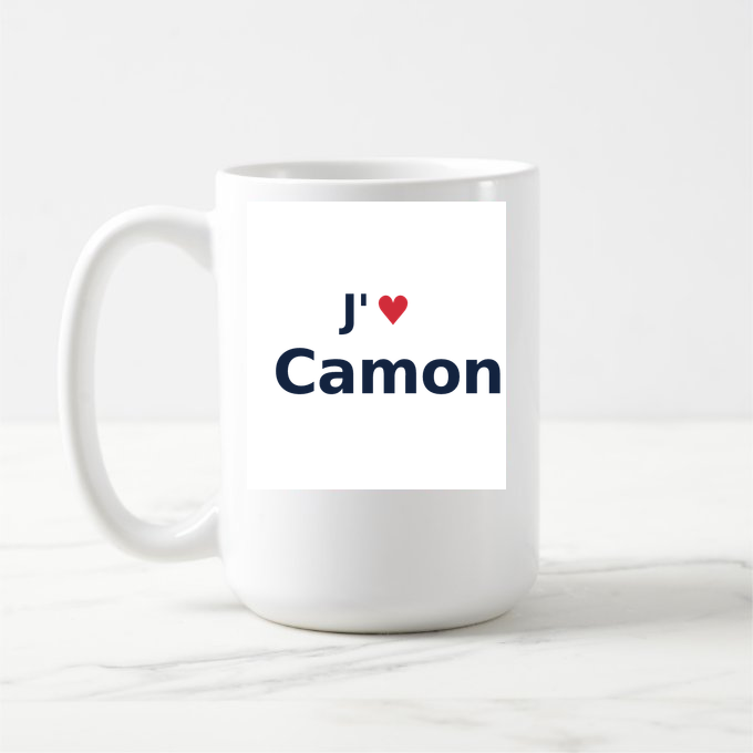 Mug personnalisé Camon — design « J'aime Camon » imprimé sur le mug