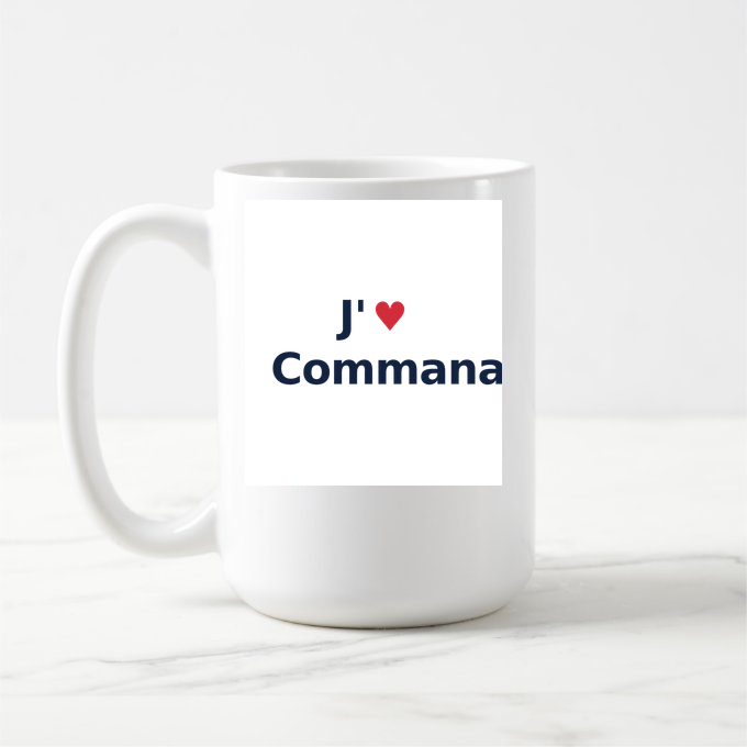 Mug personnalisé Commana — design J'aime Commana