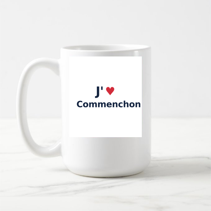 Mug personnalisé Commenchon — design J'aime Commenchon