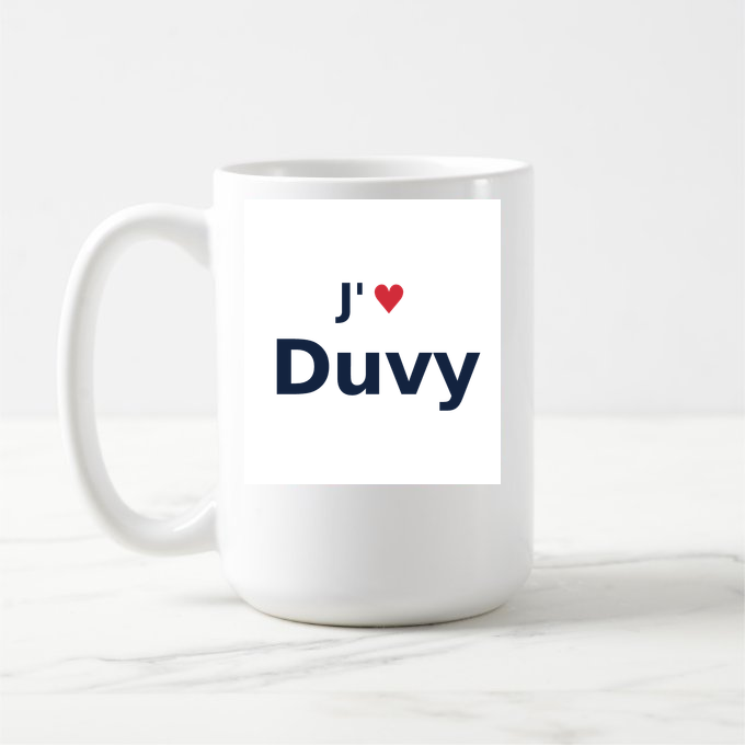 Mug personnalisé Duvy — design J'aime Duvy