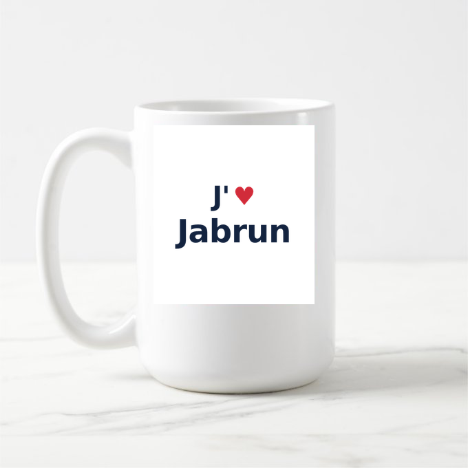 Mug personnalisé Jabrun — design J'aime Jabrun