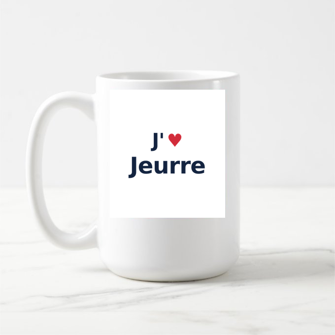 Mug personnalisé Jeurre — design « J'aime Jeurre » imprimé sur le mug