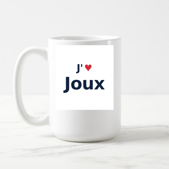 Mug personnalisé Joux — design J'aime Joux