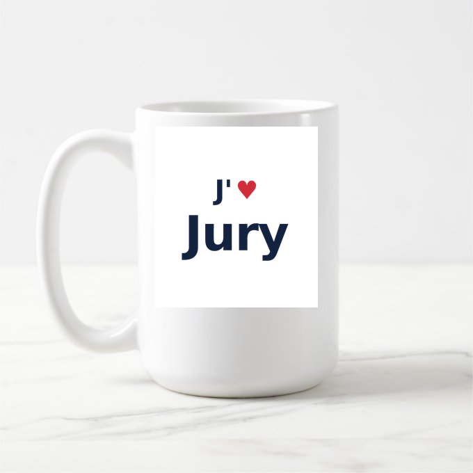 Mug personnalisé Jury — design J'aime Jury