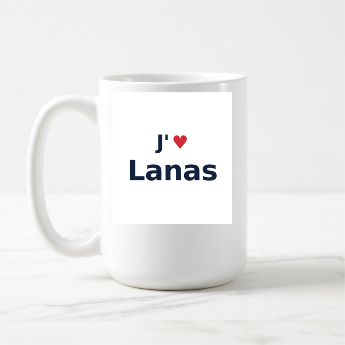 Mug personnalisé Lanas — design J'aime Lanas