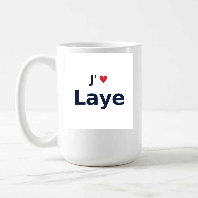 Mug personnalisé Laye — design J'aime Laye