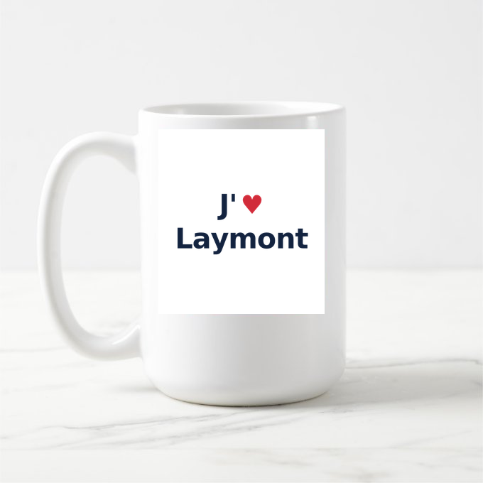 Mug personnalisé Laymont — design J'aime Laymont