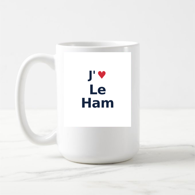 Mug personnalisé Le Ham — design J'aime Le Ham