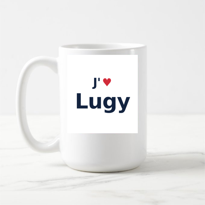 Mug personnalisé Lugy — design J'aime Lugy