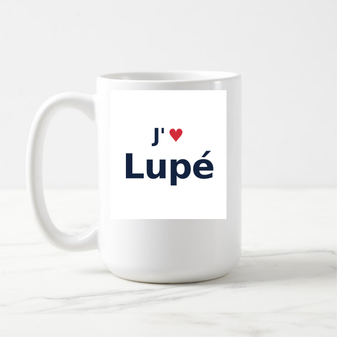 Mug personnalisé Lupé — design J'aime Lupé